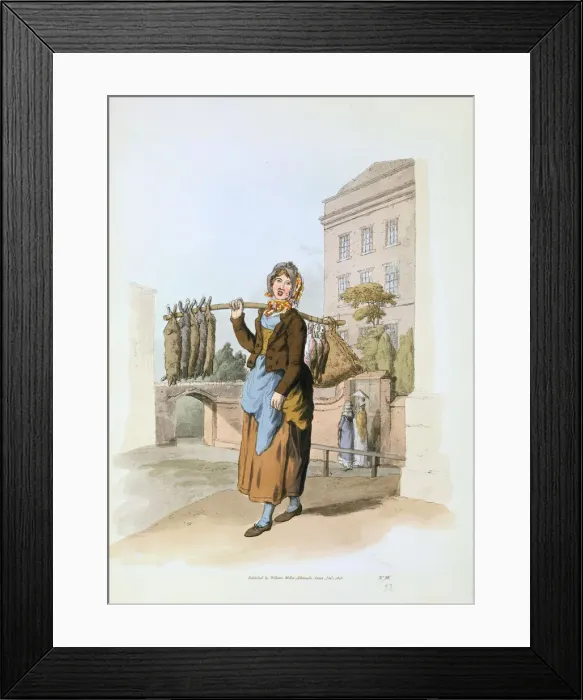 Framed Print : Rabbit seller, 1808. Artist: William Henry Pyne Framed Print : Rabbit seller, 1808. Artist: William Henry Pyne