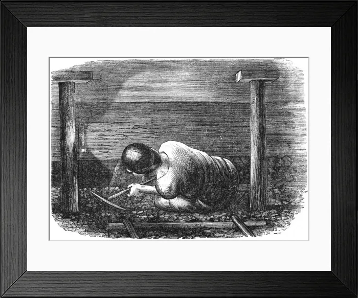 Framed Print : Coal miner working a narrow seam, c1864 Framed Print : Coal miner working a narrow seam, c1864