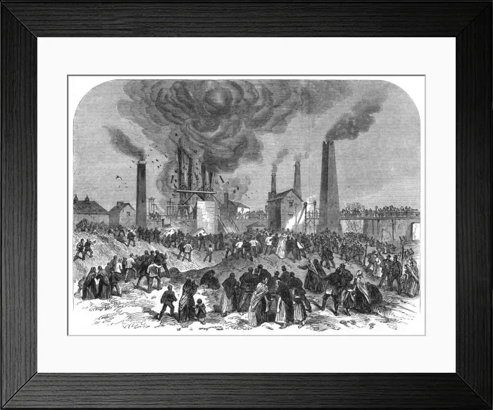 Framed Print : Coal mining disaster, Oaks Colliery, Barnsley, Yorkshire, December 1866 Framed Print : Coal mining disaster, Oaks Colliery, Barnsley, Yorkshire, December 1866