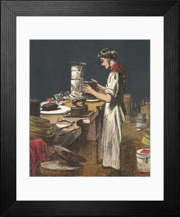 Framed Print : Making silk hats, 1867 Framed Print : Making silk hats, 1867