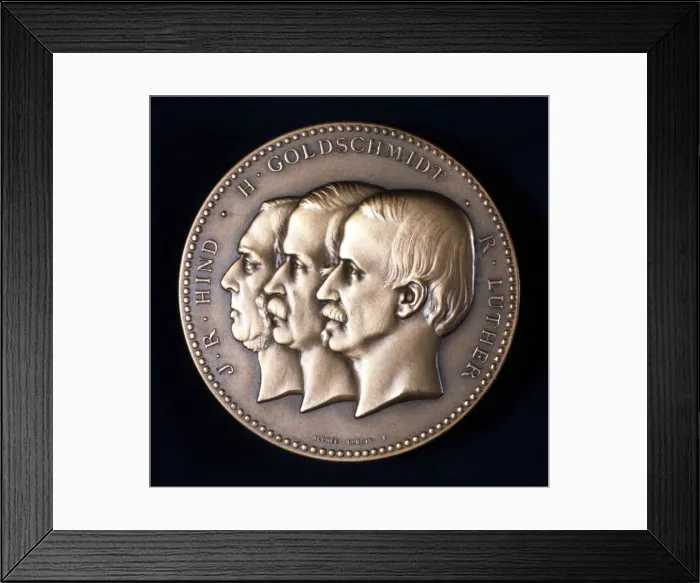 Framed Print : John Russell Hind, Hermann Goldschmidt and Robert Luther, astronomers, c1900 Framed Print : John Russell Hind, Hermann Goldschmidt and Robert Luther, astronomers, c1900