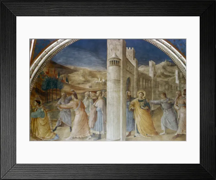 Framed Print : Arrest and Stoning of St Stephen, mid 15th century. Artist: Fra Angelico Framed Print : Arrest and Stoning of St Stephen, mid 15th century. Artist: Fra Angelico