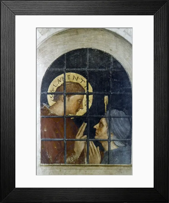 Framed Print : St Laurence converting his gaoler, early 15th century. Artist: Fra Angelico Framed Print : St Laurence converting his gaoler, early 15th century. Artist: Fra Angelico