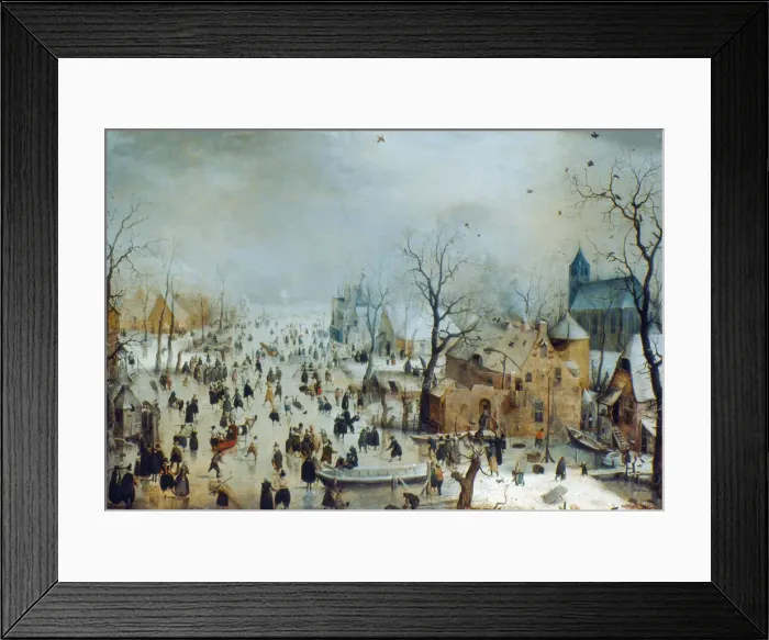 Framed Print : Winter Scene with Ice Skaters, c1608. Artist: Hendrick Avercamp Framed Print : Winter Scene with Ice Skaters, c1608. Artist: Hendrick Avercamp