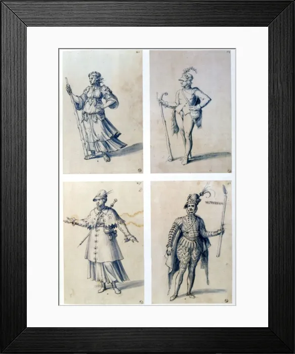 Framed Print : Costume designs for allegorical characters, 16th century. Artist: Giuseppe Arcimboldi Framed Print : Costume designs for allegorical characters, 16th century. Artist: Giuseppe Arcimboldi