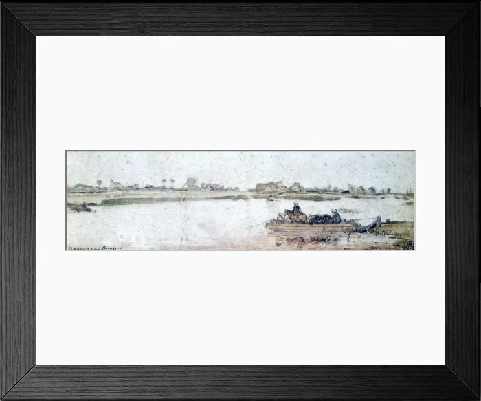 Framed Print : River landscape with rope ferry, early 17th century. Artist: Hendrick Avercamp Framed Print : River landscape with rope ferry, early 17th century. Artist: Hendrick Avercamp