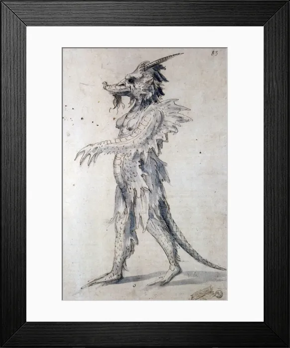Framed Print : Costume design for a costume for a dragon, 16th century. Artist: Giuseppe Arcimboldi
