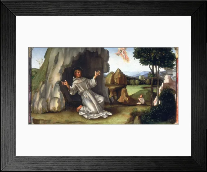 Framed Print : St Francis Receiving the Stigmata, late 15th-early 16th century. Artist: Francesco Francia Framed Print : St Francis Receiving the Stigmata, late 15th-early 16th century. Artist: Francesco Francia