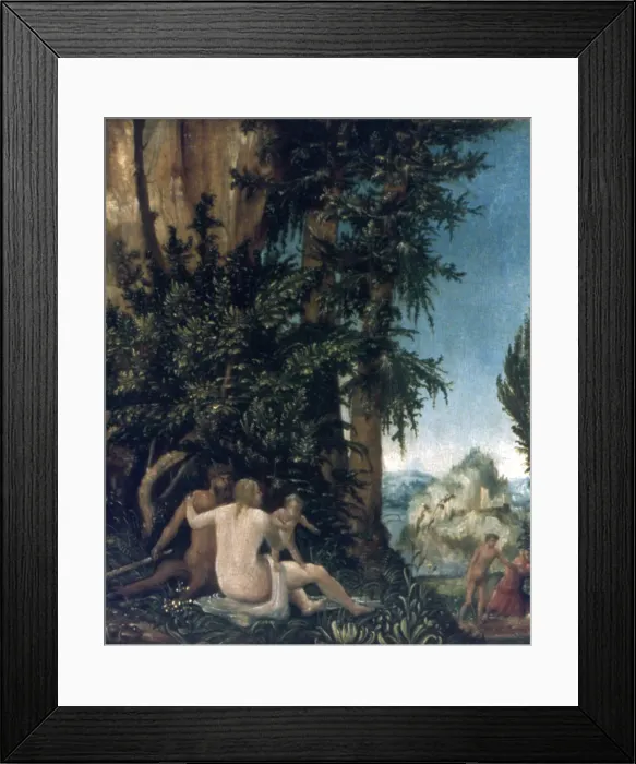 Framed Print : Landscape with family of Satyrs, 1507. Artist: Albrecht Altdorfer Framed Print : Landscape with family of Satyrs, 1507. Artist: Albrecht Altdorfer