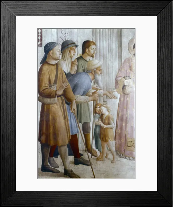 Framed Print : St Laurence giving alms to the Poor (detail), mid 15th century. Artist: Fra Angelico Framed Print : St Laurence giving alms to the Poor (detail), mid 15th century. Artist: Fra Angelico