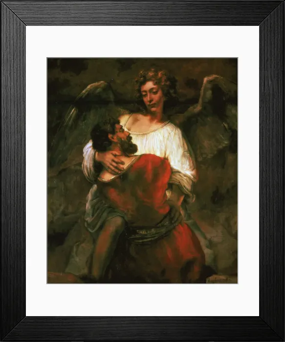 Framed Print : Jacob Fights the Angel, 1660. Artist: Rembrandt Harmensz van Rijn Framed Print : Jacob Fights the Angel, 1660. Artist: Rembrandt Harmensz van Rijn