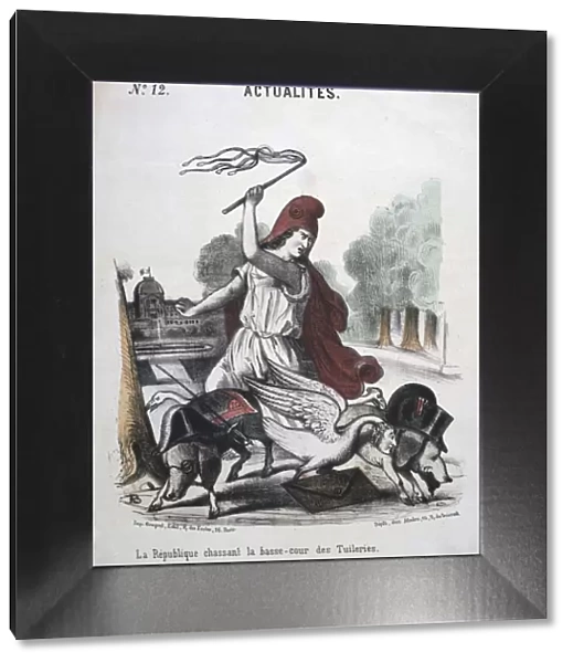 La Republique Chassant la Basse-cour des Tuilleries, allegorical cartoon, 1870-1871