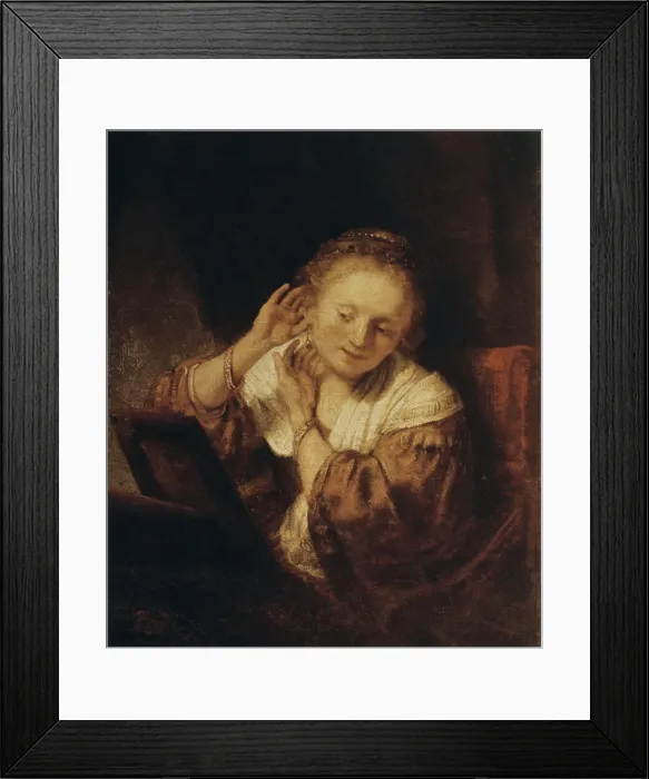 Framed Print : Young Woman with Earrings, 1657. Artist: Rembrandt Harmensz van Rijn