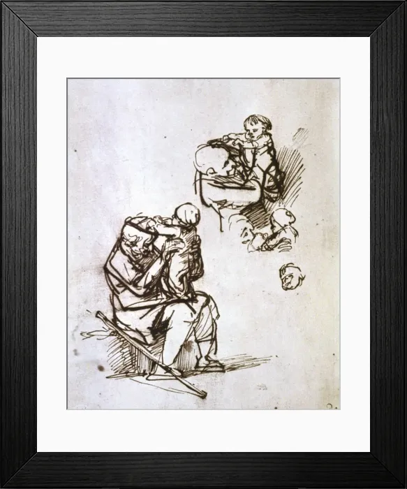 Framed Print : Old Man Playing with Child, 1635-1640. Artist: Rembrandt Harmensz van Rijn Framed Print : Old Man Playing with Child, 1635-1640. Artist: Rembrandt Harmensz van Rijn