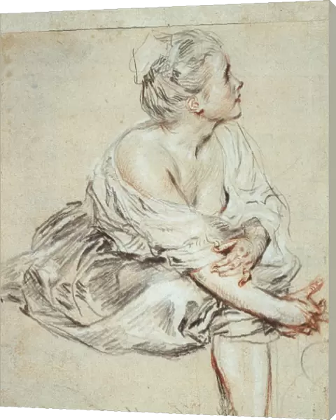 Woman sitting and turned towards the right, c1716. Artist: Jean-Antoine Watteau