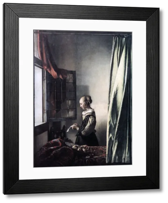 Framed Print : Girl Reading a Letter at an Open Window, c1657. Artist: Jan Vermeer Framed Print : Girl Reading a Letter at an Open Window, c1657. Artist: Jan Vermeer