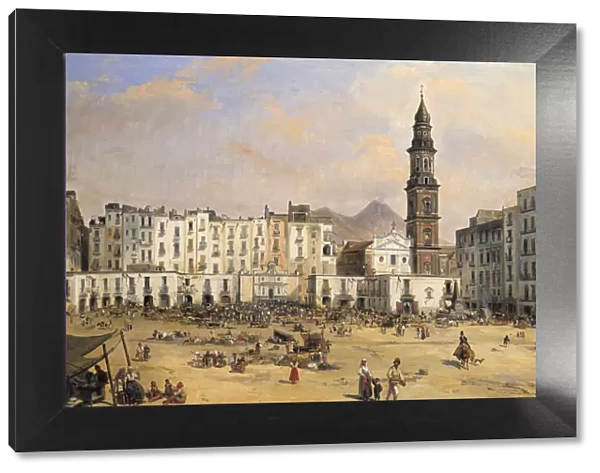Piazza, Naples, Italy, mid 19th century. Artist: Jean-Auguste Bard