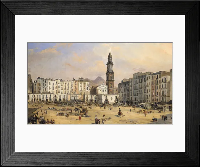 Framed Print : Piazza, Naples, Italy, mid 19th century. Artist: Jean-Auguste Bard Framed Print : Piazza, Naples, Italy, mid 19th century. Artist: Jean-Auguste Bard