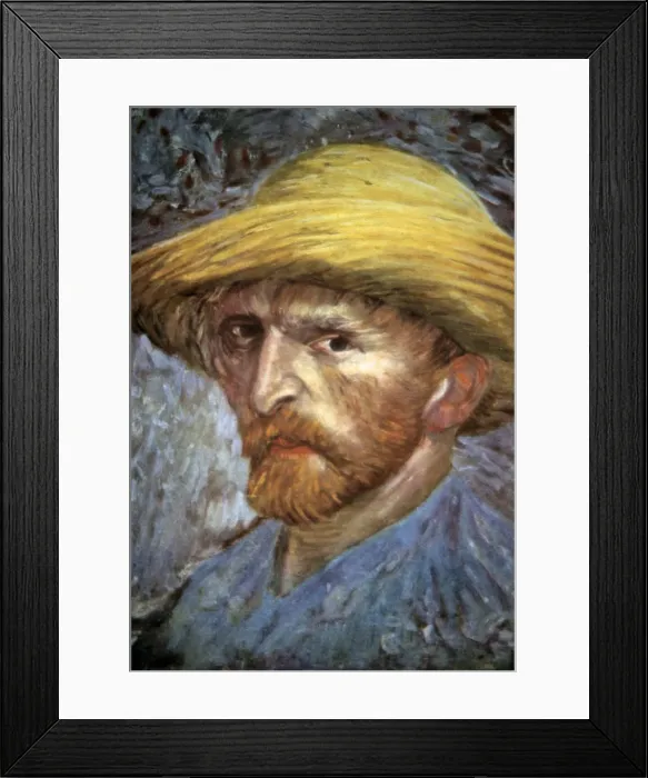 Framed Print : Self Portrait with Straw Hat, 1887. Artist: Vincent van Gogh Framed Print : Self Portrait with Straw Hat, 1887. Artist: Vincent van Gogh