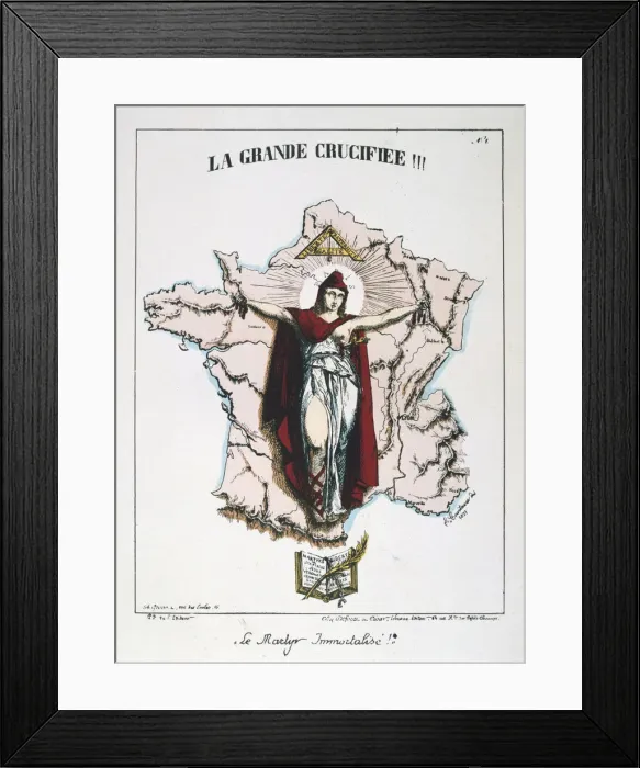 Framed Print : Le Martyr Immortalise!, allegory of Republican France, 1871. Artist: E Courtaux Framed Print : Le Martyr Immortalise!, allegory of Republican France, 1871. Artist: E Courtaux