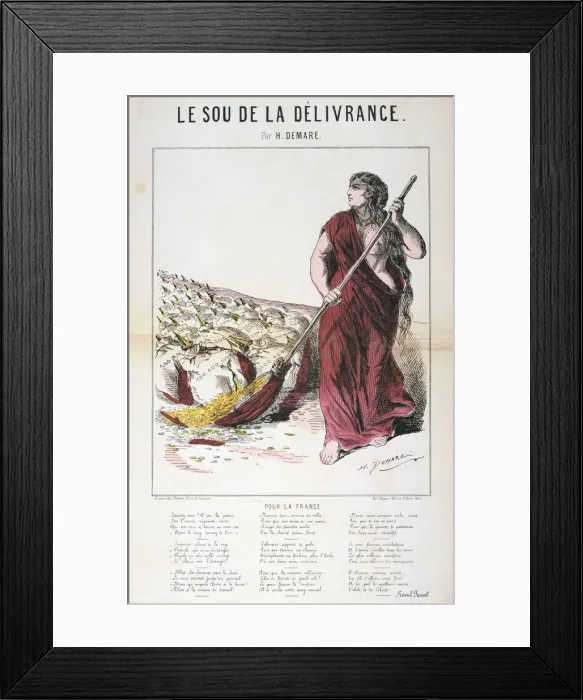 Framed Print : Le Sou de la Delivrance caricature and song sheet, Franco-Prussian War, 1870-1871 Framed Print : Le Sou de la Delivrance caricature and song sheet, Franco-Prussian War, 1870-1871