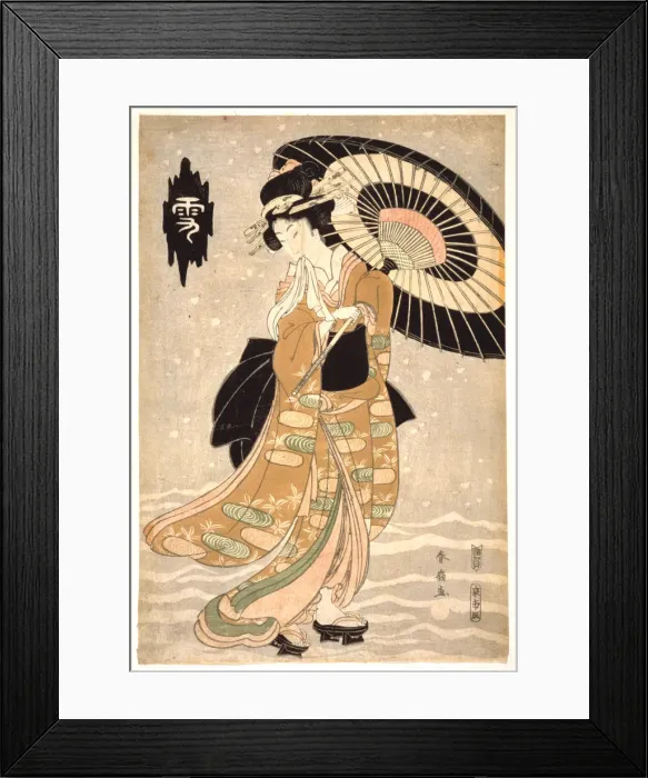 Framed Print : Snow, Moon and Flowers, c1812. Artist: Katsukawa Shunsen Framed Print : Snow, Moon and Flowers, c1812. Artist: Katsukawa Shunsen