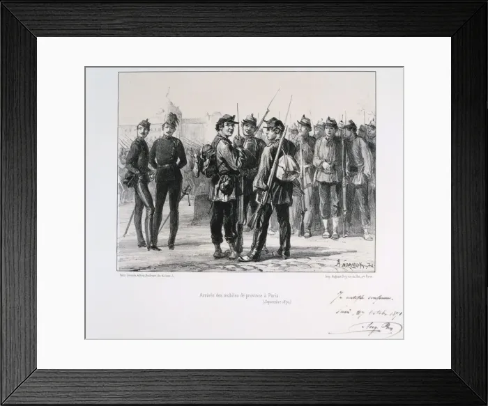 Framed Print : Troops from the provinces arriving in Paris before the Prussian siege, September 1870 (1871). Artist: Auguste Bry Framed Print : Troops from the provinces arriving in Paris before the Prussian siege, September 1870 (1871). Artist: Auguste Bry
