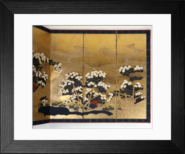 Framed Print : Pair of screens with 6 panels with gold background, Edo period, Japanese, 1600-1867