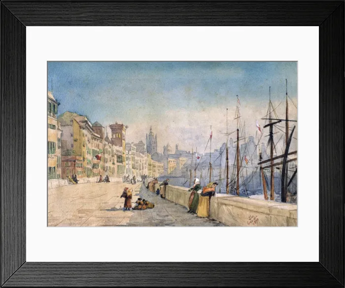 Framed Print : The Port of Genes, 1878. Artist: JL Gennato Framed Print : The Port of Genes, 1878. Artist: JL Gennato