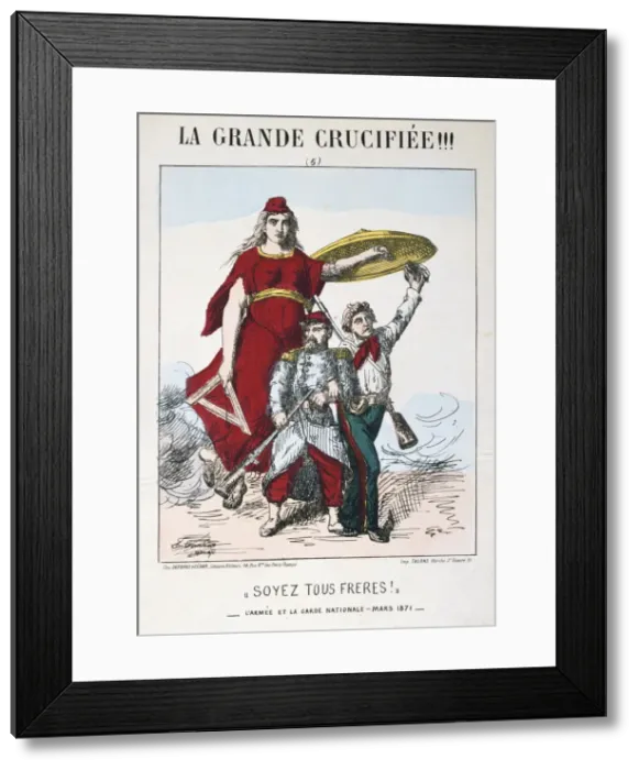 Framed Print : Soyez les Freres!, allegory of Republican France, 1871. Artist: E Courtaux Framed Print : Soyez les Freres!, allegory of Republican France, 1871. Artist: E Courtaux