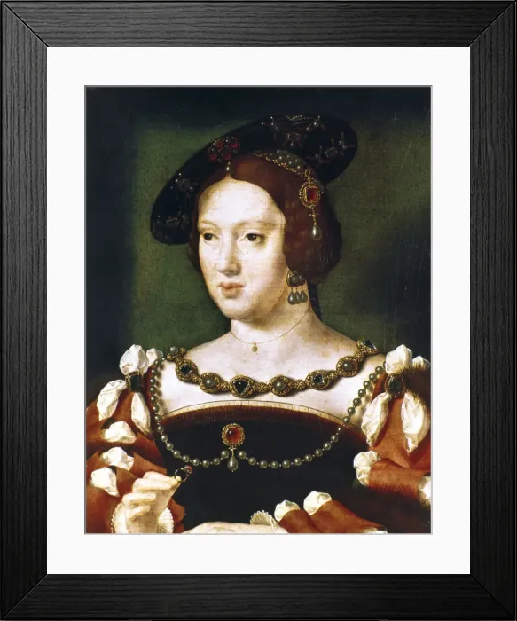 Framed Print : Portrait of Eleanor, Queen of France, c1530-1540. Artist: Joos van Cleve Framed Print : Portrait of Eleanor, Queen of France, c1530-1540. Artist: Joos van Cleve