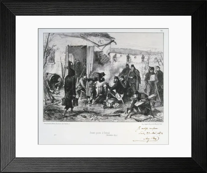 Framed Print : French advanced guard post at Creteil, Siege of Paris, Franco-Prussian War, December 1870 (1872). Artist: Auguste Bry Framed Print : French advanced guard post at Creteil, Siege of Paris, Franco-Prussian War, December 1870 (1872). Artist: Auguste Bry