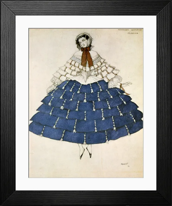 Framed Print : Chiarina, design for a costume for the ballet Carnival composed by Robert Schumann, 1919. Artist: Leon Bakst Framed Print : Chiarina, design for a costume for the ballet Carnival composed by Robert Schumann, 1919. Artist: Leon Bakst