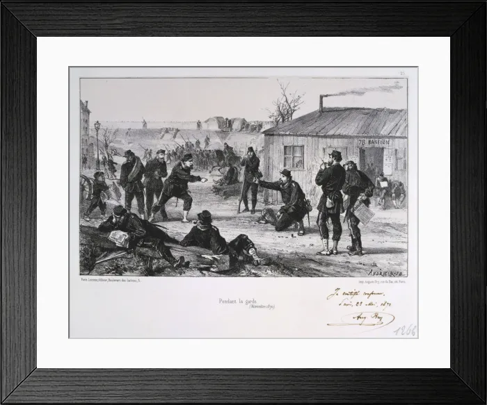 Framed Print : Pendant la garde, Siege of Paris, Franco-Prussian War, November 1870 (1872). Artist: Auguste Bry Framed Print : Pendant la garde, Siege of Paris, Franco-Prussian War, November 1870 (1872). Artist: Auguste Bry