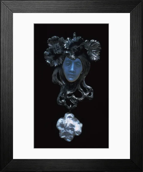 Framed Print : Female face pendant, c1898-1900. Artist: Rene Lalique Framed Print : Female face pendant, c1898-1900. Artist: Rene Lalique