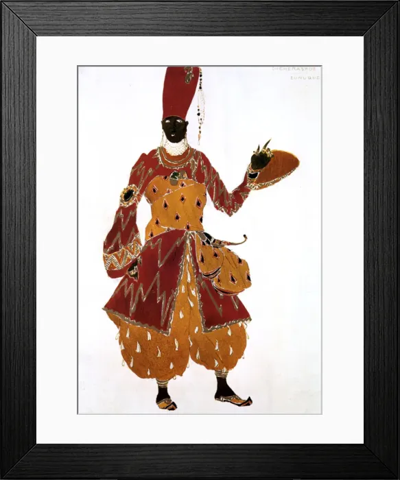 Framed Print : Eunuch costume design for the ballet Scheherazade, 1910. Artist: Leon Bakst Framed Print : Eunuch costume design for the ballet Scheherazade, 1910. Artist: Leon Bakst