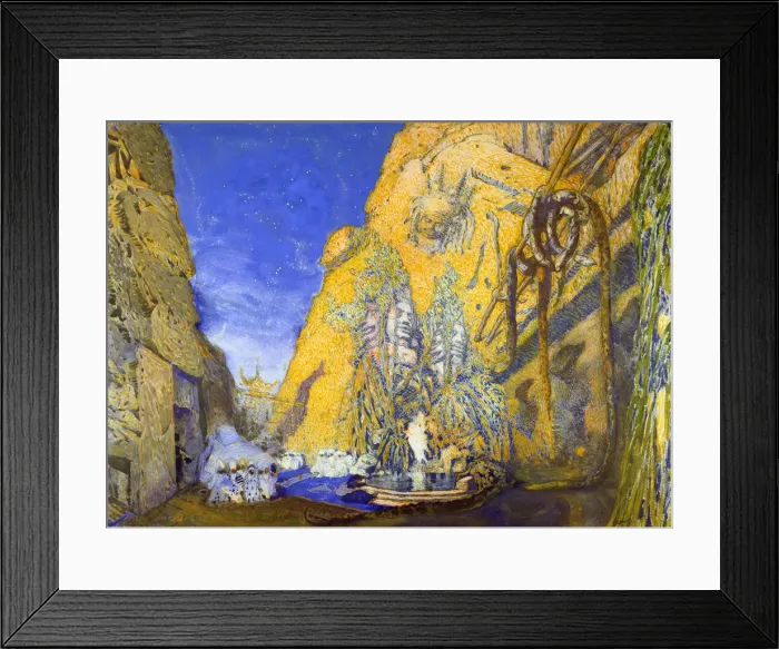 Framed Print : Set design for a Ballets Russes production of Le Dieu Bleu (The Blue God), 1911. Artist: Leon Bakst Framed Print : Set design for a Ballets Russes production of Le Dieu Bleu (The Blue God), 1911. Artist: Leon Bakst