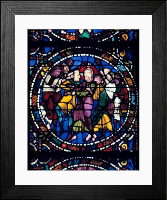 Framed Print : The Arrest of Christ (Kiss of Judas), stained glass, Chartres Cathedral, 1194-1260 Framed Print : The Arrest of Christ (Kiss of Judas), stained glass, Chartres Cathedral, 1194-1260