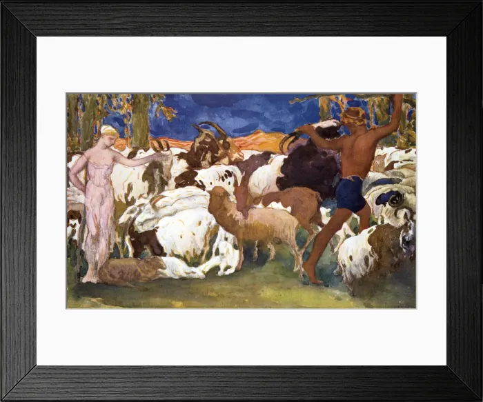 Framed Print : Set design for a Ballets Russes production of Ravels Daphnis et Chloe, 1912. Artist: Leon Bakst Framed Print : Set design for a Ballets Russes production of Ravels Daphnis et Chloe, 1912. Artist: Leon Bakst