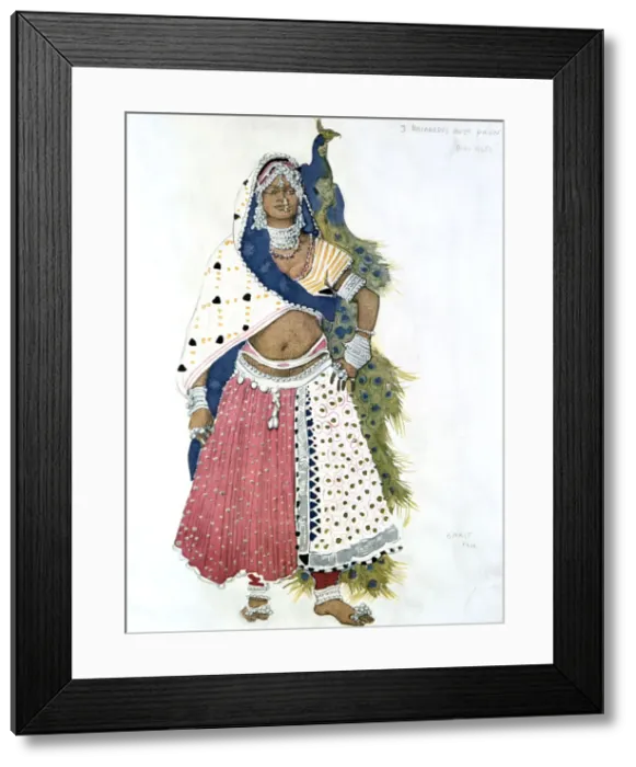 Framed Print : Bayadere with Peacock, ballet costume design, 1911. Artist: Leon Bakst Framed Print : Bayadere with Peacock, ballet costume design, 1911. Artist: Leon Bakst