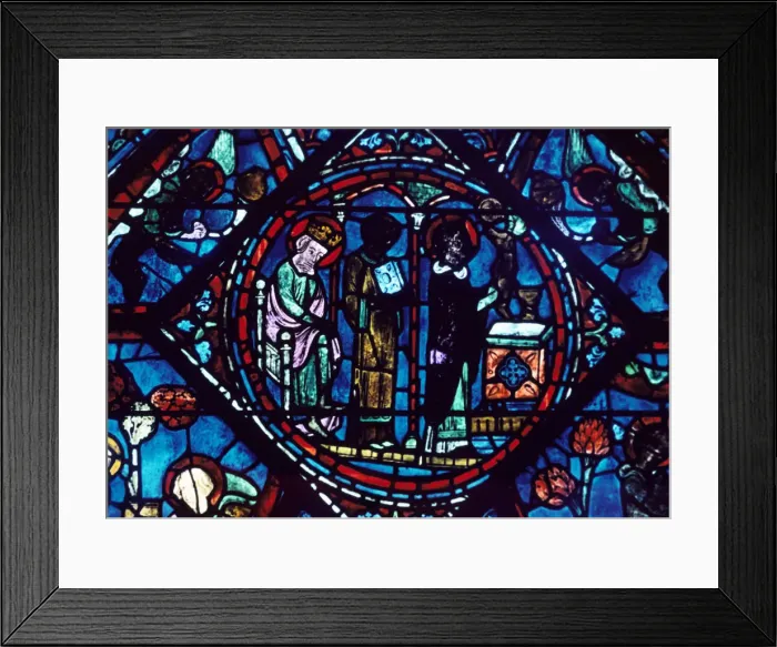 Framed Print : Mass of St Giles, stained glass, Chartres Cathedral, France, 1194-1260 Framed Print : Mass of St Giles, stained glass, Chartres Cathedral, France, 1194-1260