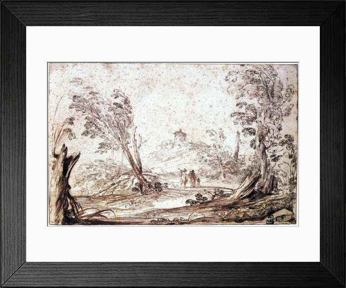 Framed Print : Landscape, 17th century. Artist: Guercino Framed Print : Landscape, 17th century. Artist: Guercino