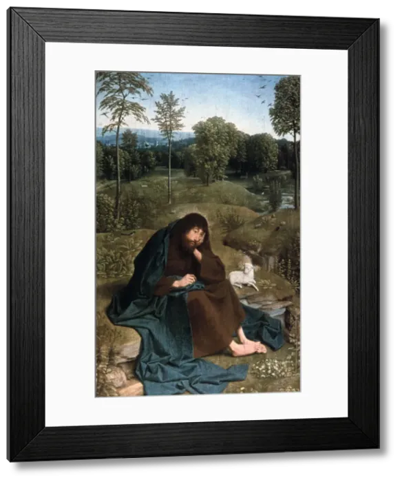 Framed Print : John the Baptist in the Wilderness, 1490-1495. Artist: Geertgen tot Sint Jans Framed Print : John the Baptist in the Wilderness, 1490-1495. Artist: Geertgen tot Sint Jans