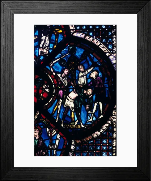 Framed Print : The pilgrim attacked by thieves, stained glass, Chartres Cathedral, France, 1205-1215 Framed Print : The pilgrim attacked by thieves, stained glass, Chartres Cathedral, France, 1205-1215