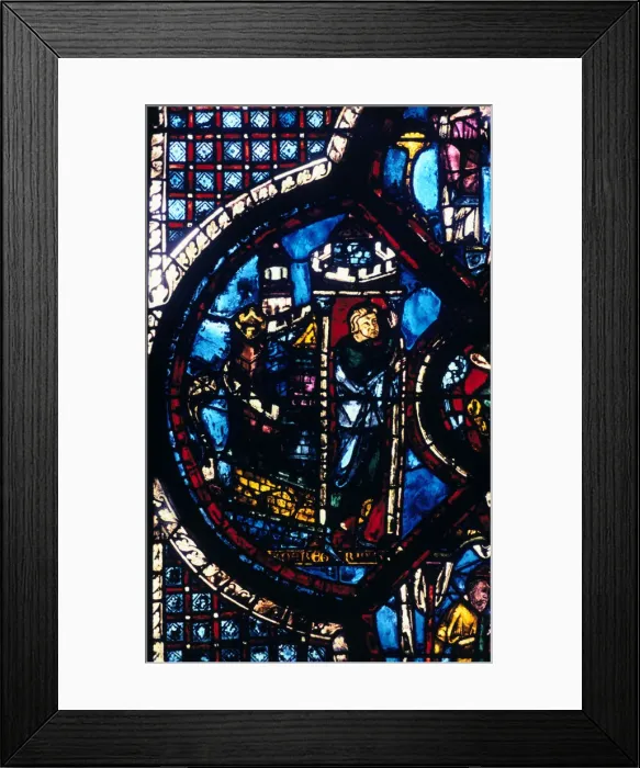 Framed Print : The pilgrim leaves Jerusalem for Jericho, stained glass, Chartres Cathedral, France, 1205-1215 Framed Print : The pilgrim leaves Jerusalem for Jericho, stained glass, Chartres Cathedral, France, 1205-1215