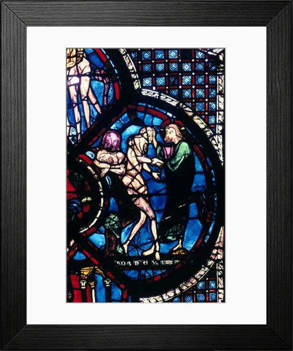 Framed Print : Creation of Eve, stained glass, Chartres Cathedral, France, 1205-1215