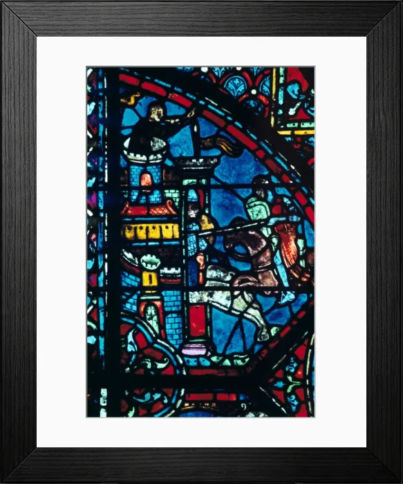 Framed Print : Battle for a city, stained glass, Chartres Cathedral, France, c1225 Framed Print : Battle for a city, stained glass, Chartres Cathedral, France, c1225