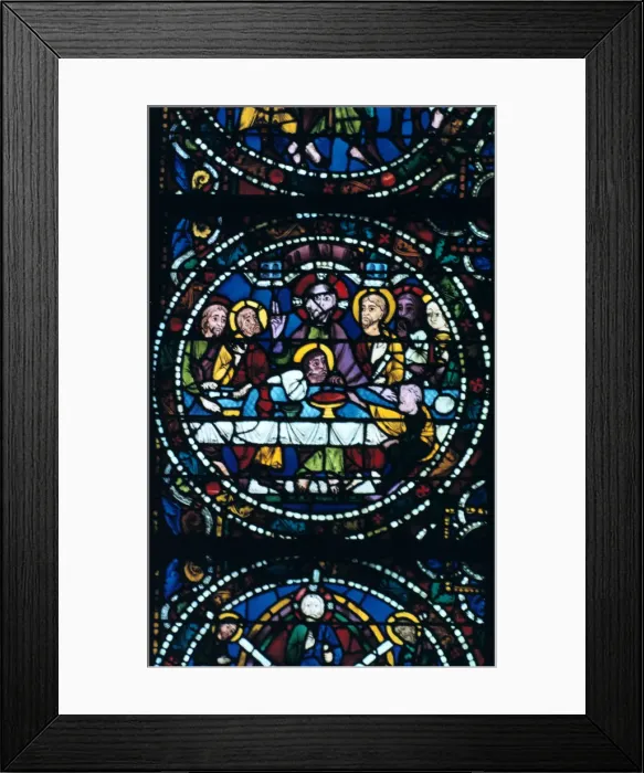 Framed Print : The Last Supper, stained glass, Chartres Cathedral, France, 1205-1215