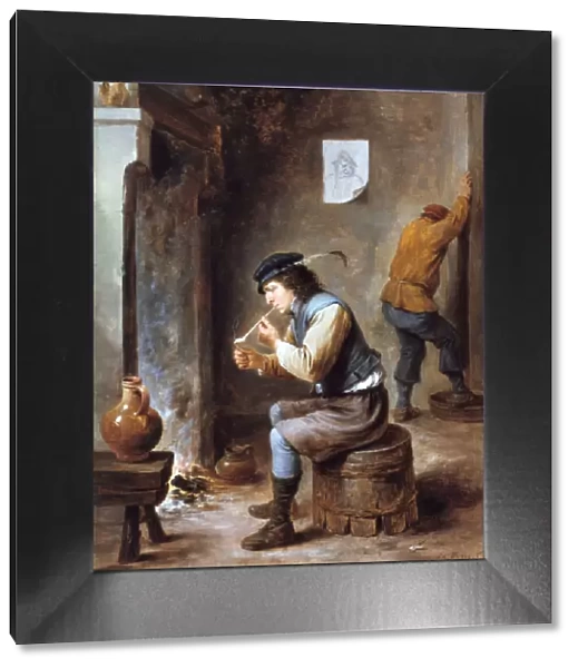 Smoker in front of a Fire, 17th century. Artist: David Teniers II