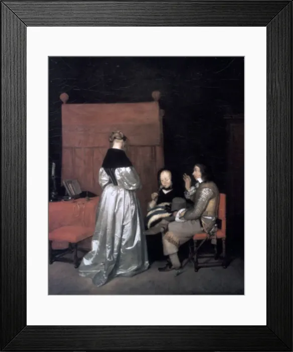 Framed Print : Paternal Admonition, 1654-1655. Artist: Gerard Terborch II Framed Print : Paternal Admonition, 1654-1655. Artist: Gerard Terborch II